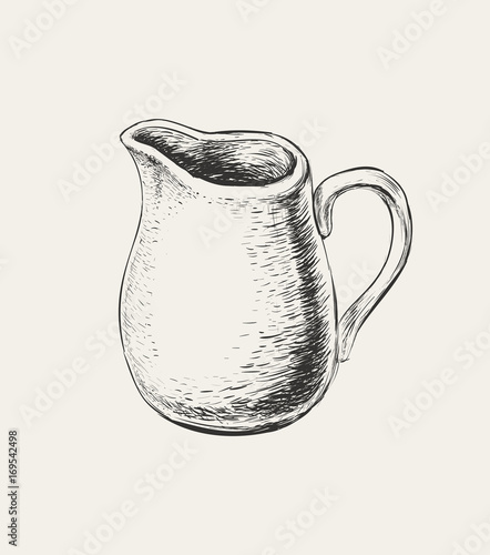Hand Drawn Vector Illustration of Сeramic Jug