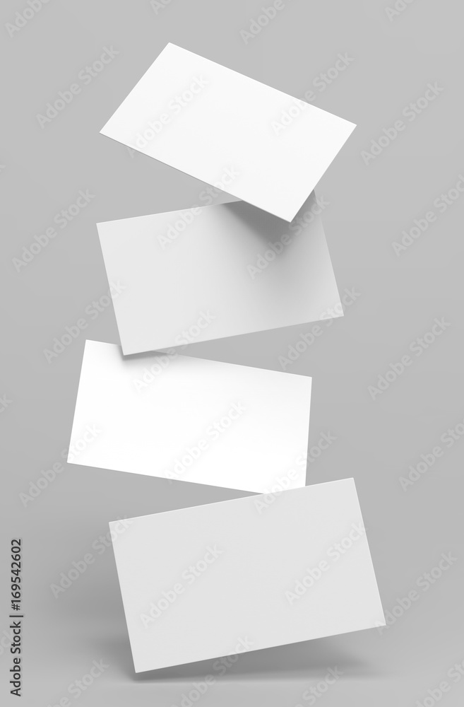 Blank white 3d visiting card template 3d render illustration for mock up and design presentation. Blank white 3d visiting card template 3d render illustration for mock up and design presentation.