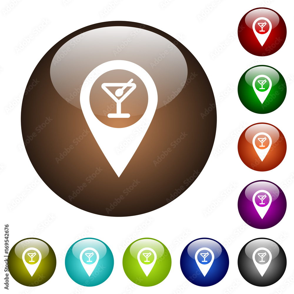 Cocktail bar GPS map location color glass buttons Cocktail bar GPS map location color glass buttons