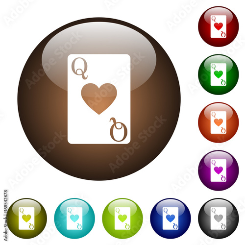 Queen of hearts color glass buttons