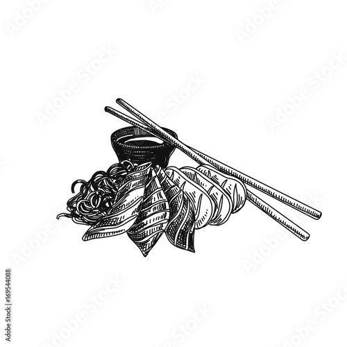Vintage vector hand drawn Japanese food sketch Illustration.