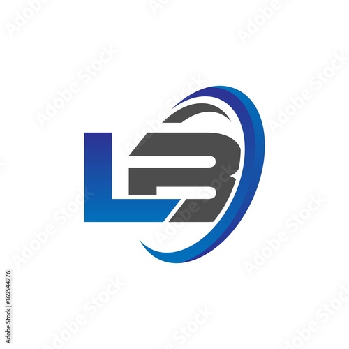 vector initial logo letters lb with circle swoosh blue gray