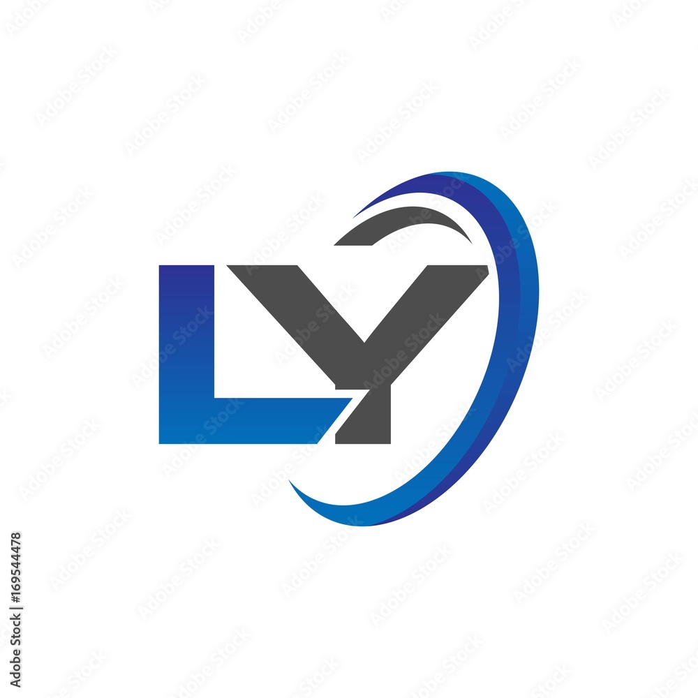 vector initial logo letters ly with circle swoosh blue gray vector initial logo letters ly with circle swoosh blue gray