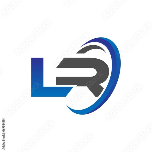 vector initial logo letters lr with circle swoosh blue gray