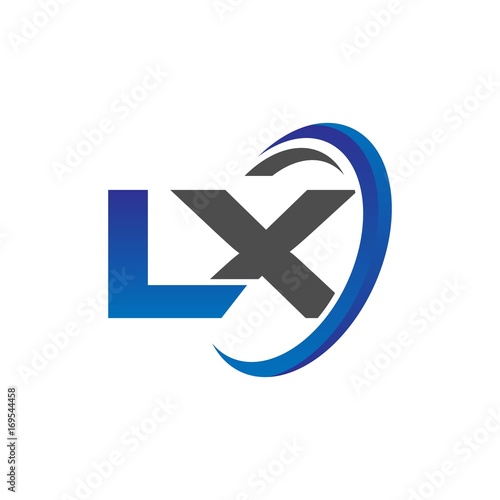vector initial logo letters lx with circle swoosh blue gray