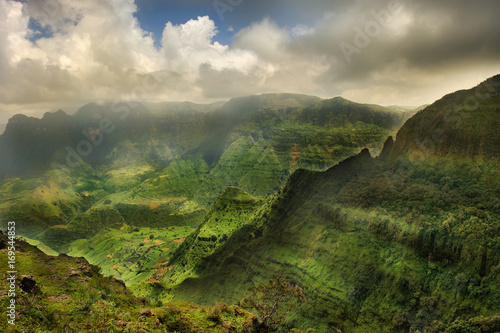 Magnificent mountain landscape. Simien mountains National Park. Ethiopia. photo