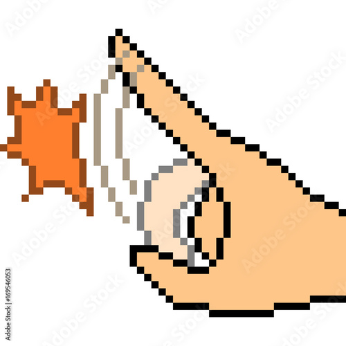 vector pixel art hand sign flick