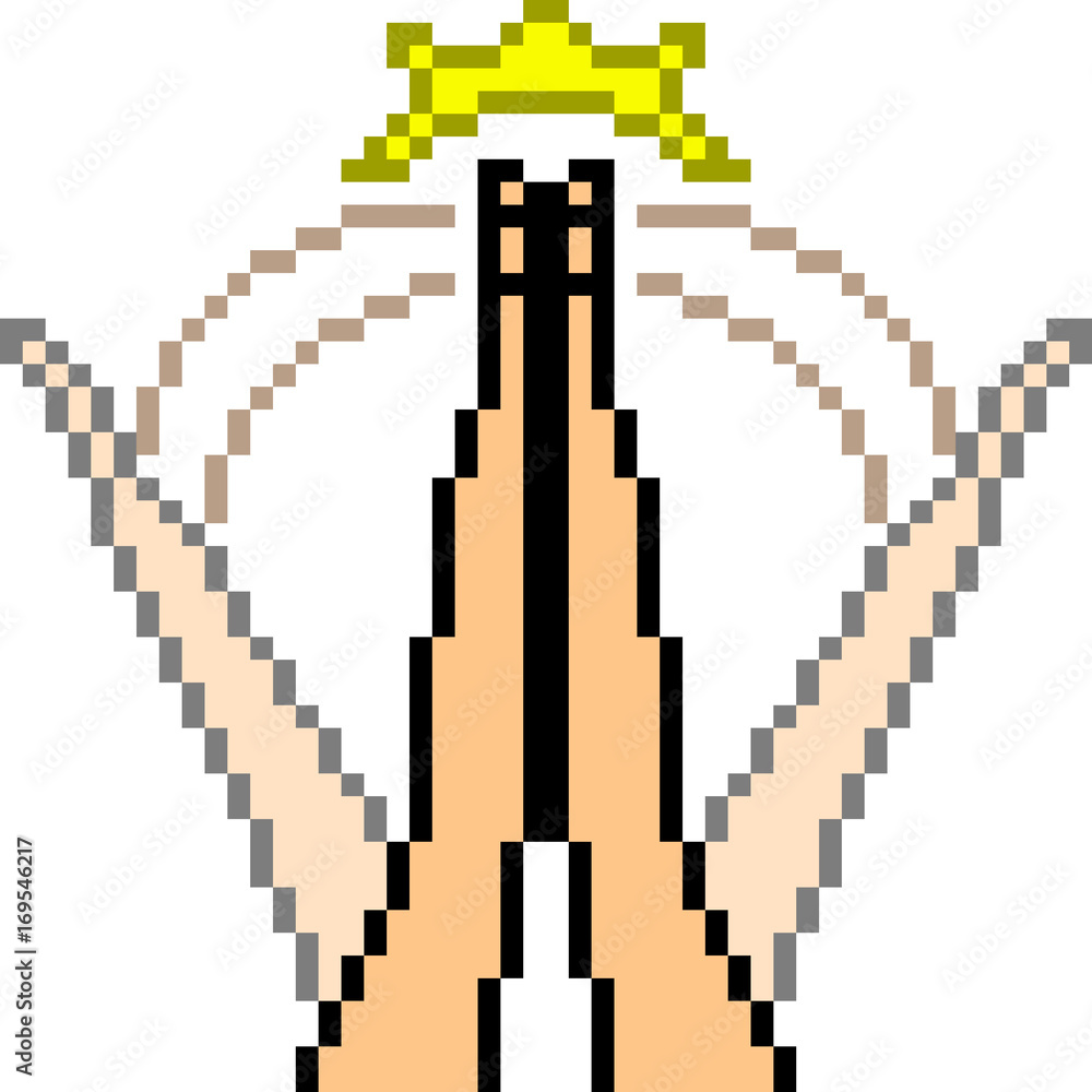 Fototapeta premium vector pixel art hand sign clap