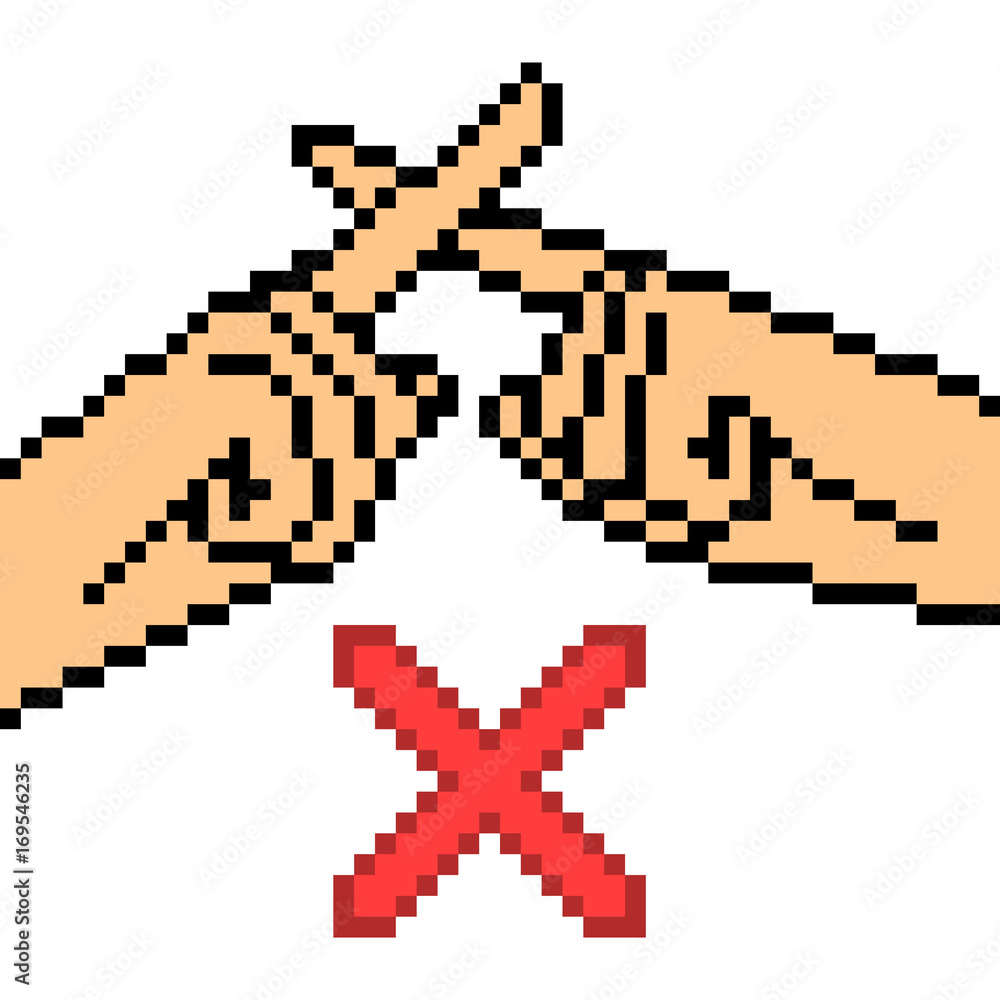 vector pixel art hand sign no