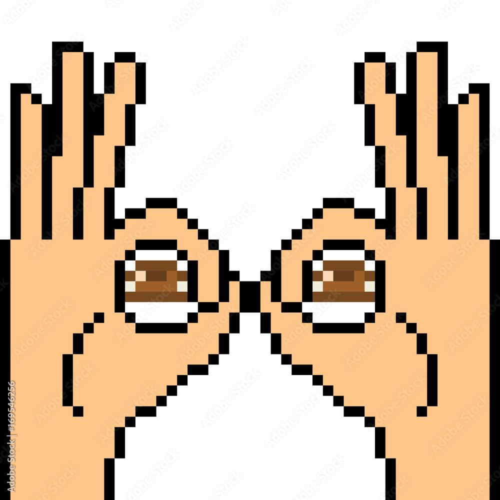 Fototapeta premium vector pixel art hand sign peek