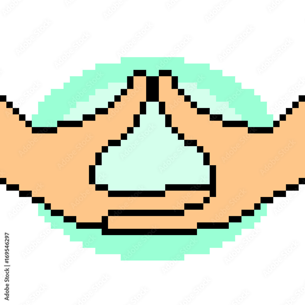 Fototapeta premium vector pixel art hand sign meditation