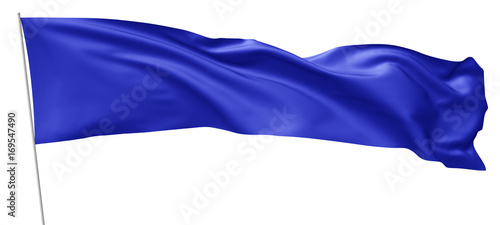 Long blue flag on flagpole.