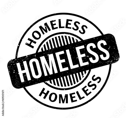 Homeless rubber stamp. Grunge design with dust scratches. Effects can be easily removed for a clean, crisp look. Color is easily changed.