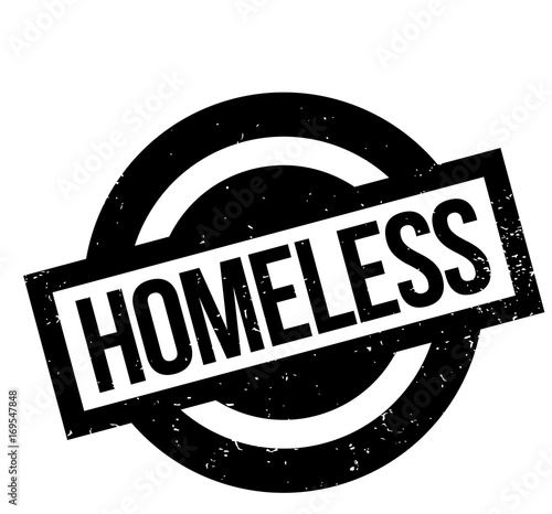 Homeless rubber stamp. Grunge design with dust scratches. Effects can be easily removed for a clean, crisp look. Color is easily changed.
