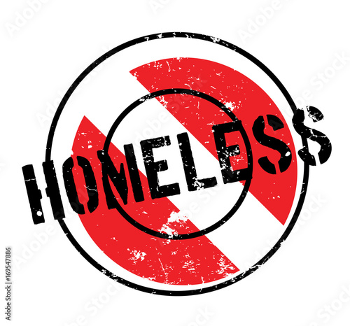 Homeless rubber stamp. Grunge design with dust scratches. Effects can be easily removed for a clean, crisp look. Color is easily changed.