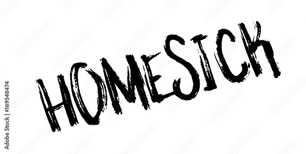 Homesick rubber stamp. Grunge design with dust scratches. Effects can be easily removed for a clean, crisp look. Color is easily changed.