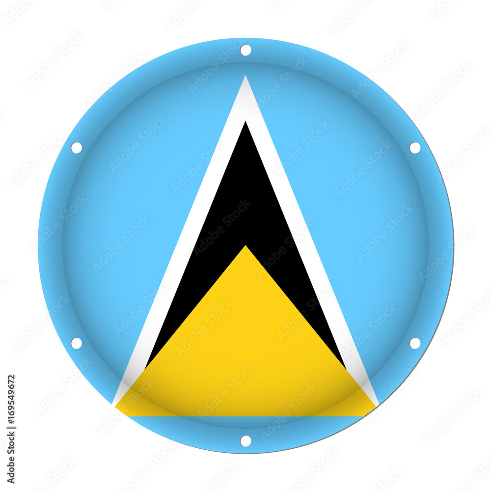 round metallic flag - Saint Lucia with screw holes round metallic flag - Saint Lucia with screw holes