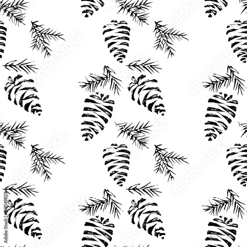 Pine cones seamless pattern