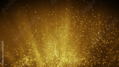 Принти на полотні Fairy dust flying in gold light rays abstract illustration