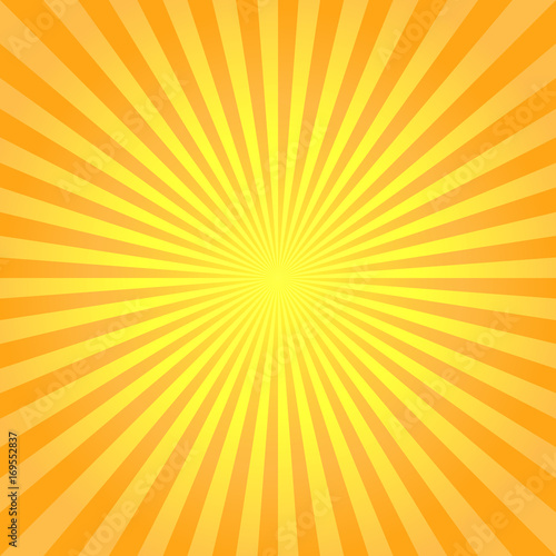 Abstract bright Yellow rays background. Vector