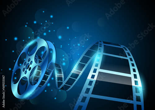 illustration of film reel stripe on abstract background