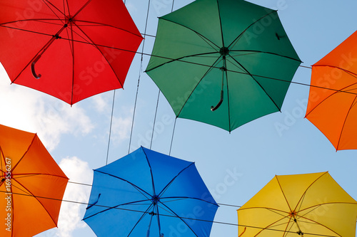 colorful umbrellas in the sky