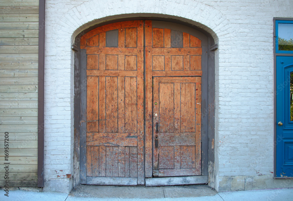 old wood door ancient arch exterior doorway entrance architecture