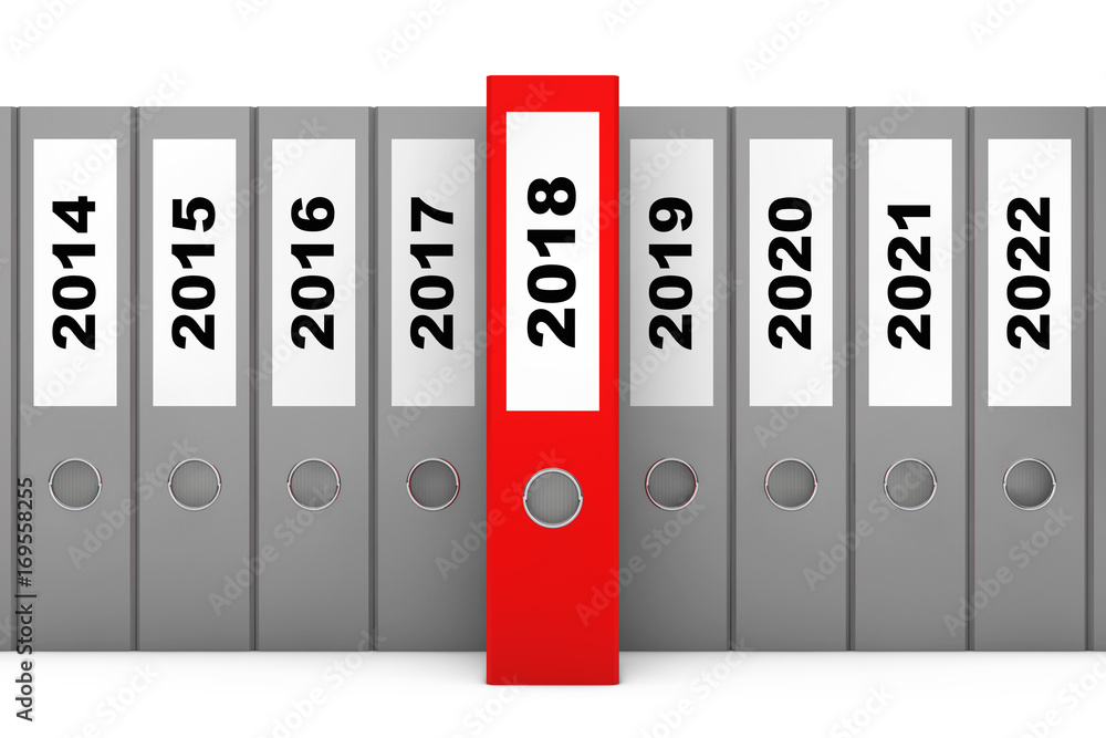 Office Folders with New Year 2018 Sign. 3d Rendering Office Folders with New Year 2018 Sign. 3d Rendering