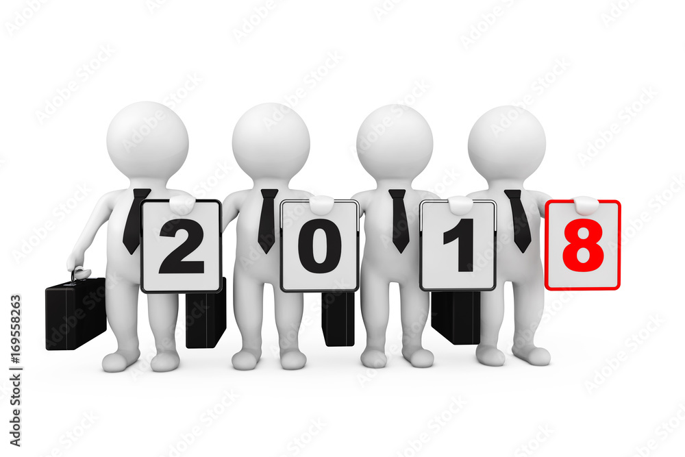 3d Businessmans with New 2018 Year Sign. 3d Rendering 3d Businessmans with New 2018 Year Sign. 3d Rendering