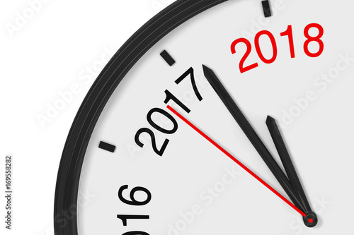 The Year 2018 is Approaching. 2018 Sign with a Clock. 3d Rendering