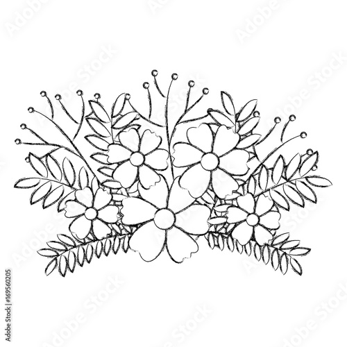 garden flowers decorative icon vector illustration design