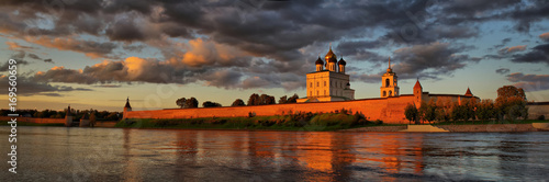 Panorama of the Pskov Kremlin and Trinity Cathedral