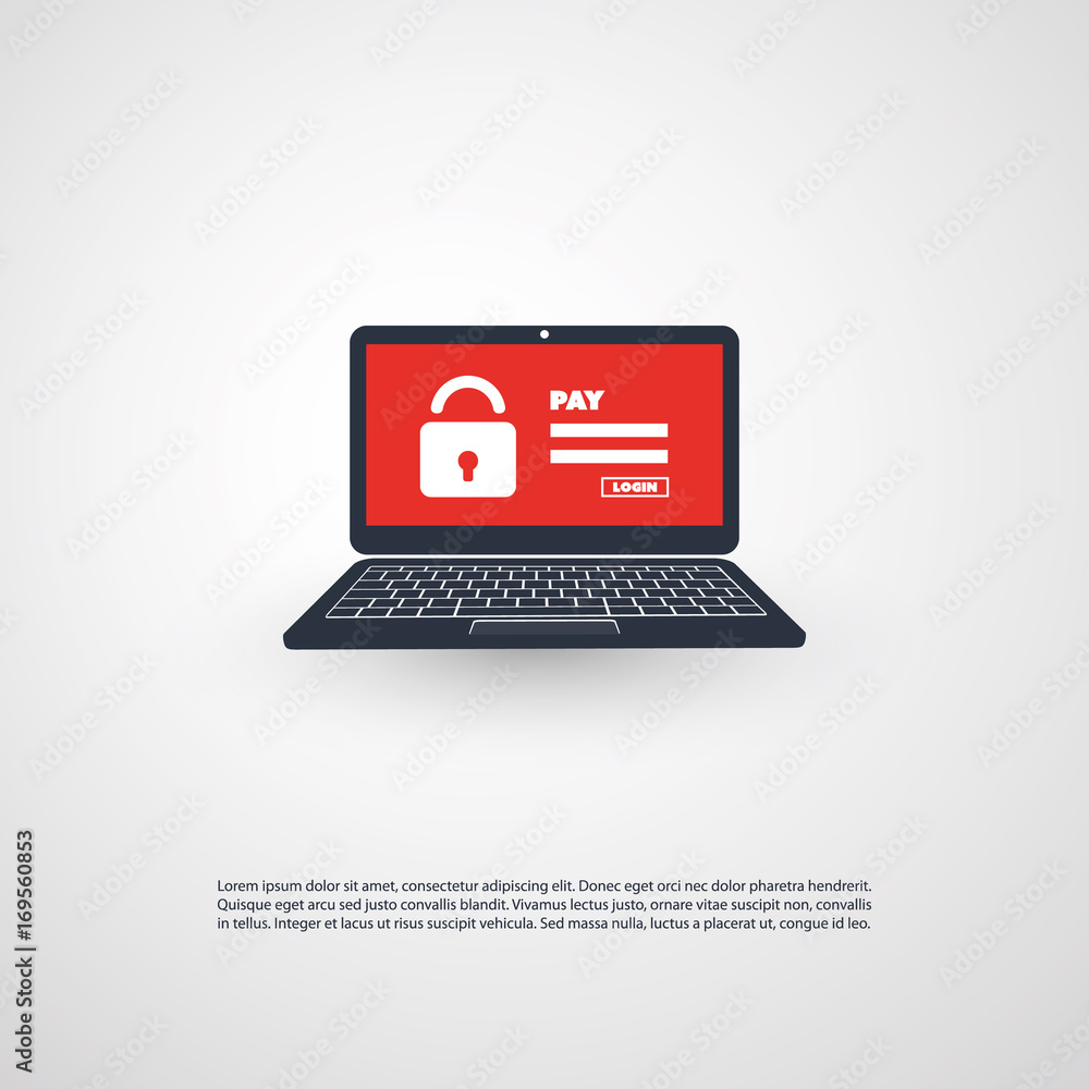 Locked Device, Encrypted Files, Lost Documents, Ransomware Attack - Virus Infection, Malware, Fraud, Spam, Phishing, Email Scam, Hacking - IT Security Concept Design, Vector illustration Locked Device, Encrypted Files, Lost Documents, Ransomware Attack - Virus Infection, Malware, Fraud, Spam, Phishing, Email Scam, Hacking - IT Security Concept Design, Vector illustration
