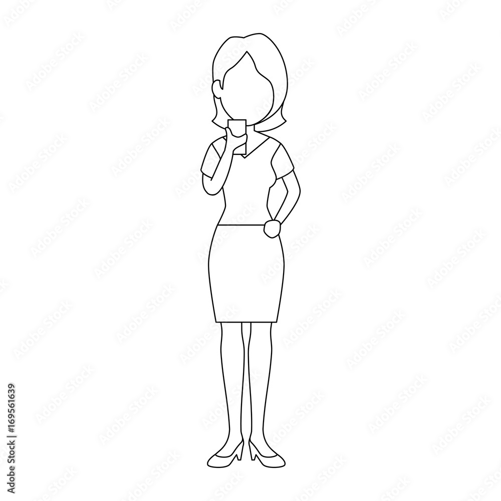 woman using a smartphone icon over white background vector illustration woman using a smartphone icon over white background vector illustration