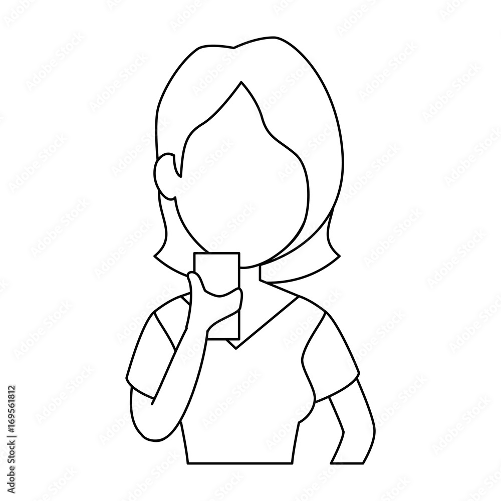 woman using a smartphone icon over white background vector illustration