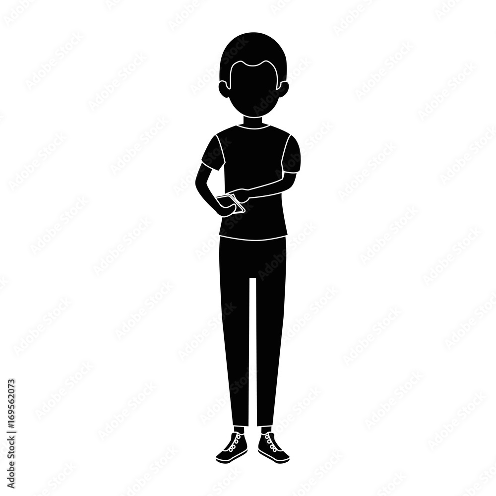 man using a smartphone icon over white background vector illustration man using a smartphone icon over white background vector illustration
