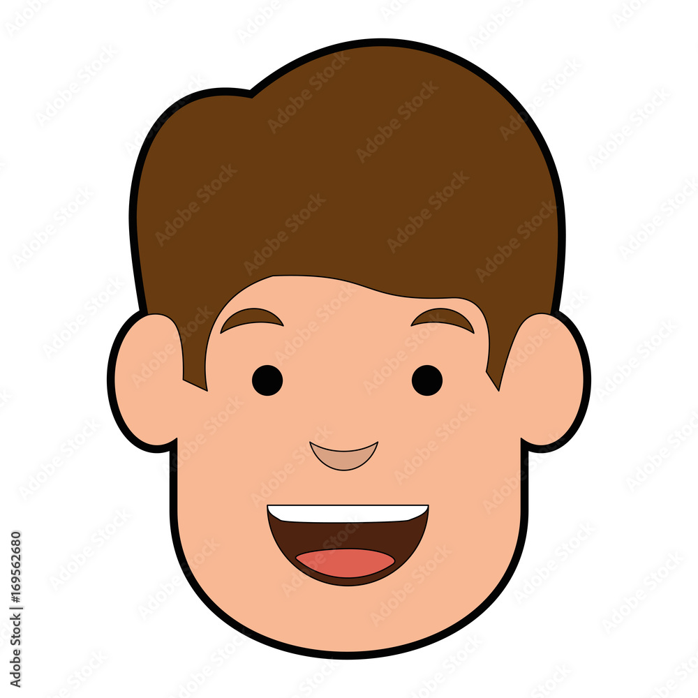 cartoon man face icon over white background vector illustration