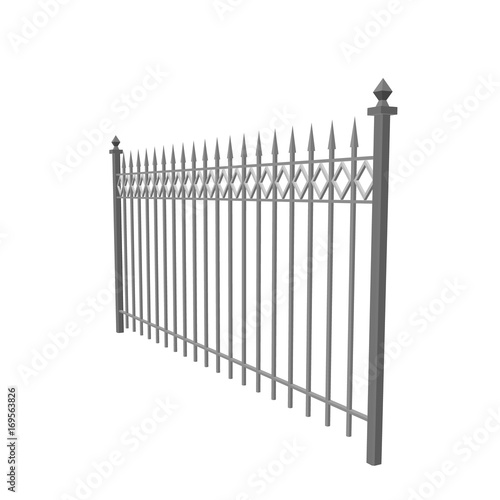 Metal fence. Isolated on wh...