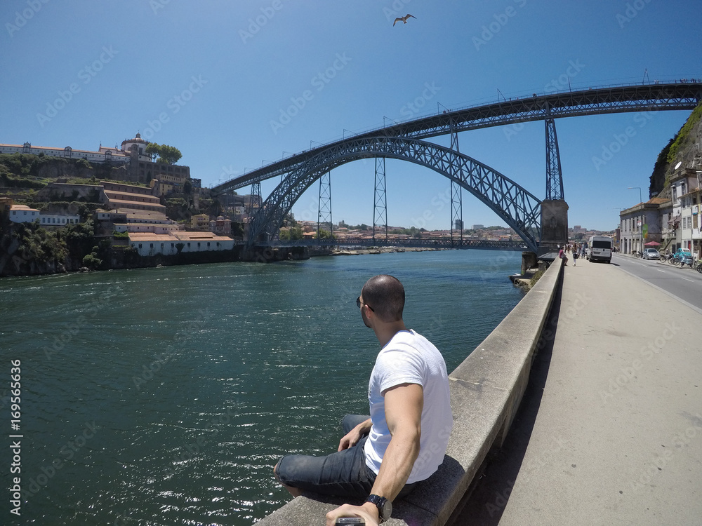 Young Traveller Taking a Selfie in Porto, Portugal