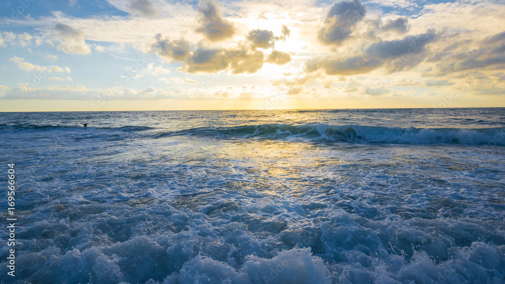 Waves at Lit-et-Mixe Beach at sunset Waves at Lit-et-Mixe Beach at sunset