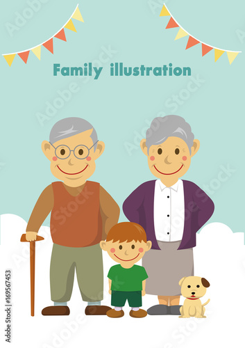 Family illustration / grandparents and grandson (vector) 