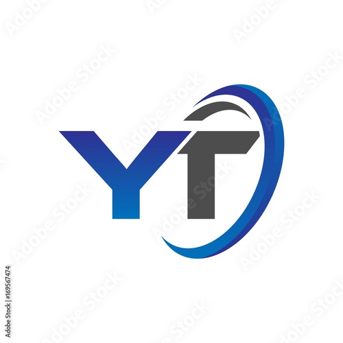 vector initial logo letters yt with circle swoosh blue gray