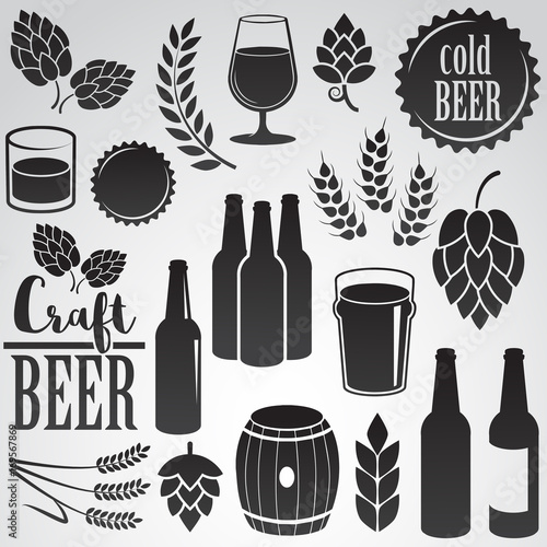Beer vector icon set.