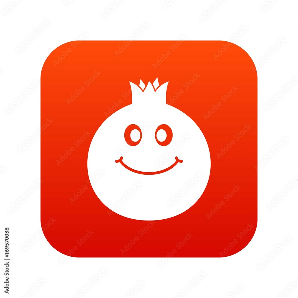 Ripe smiling pomegranate fruit icon digital red Ripe smiling pomegranate fruit icon digital red