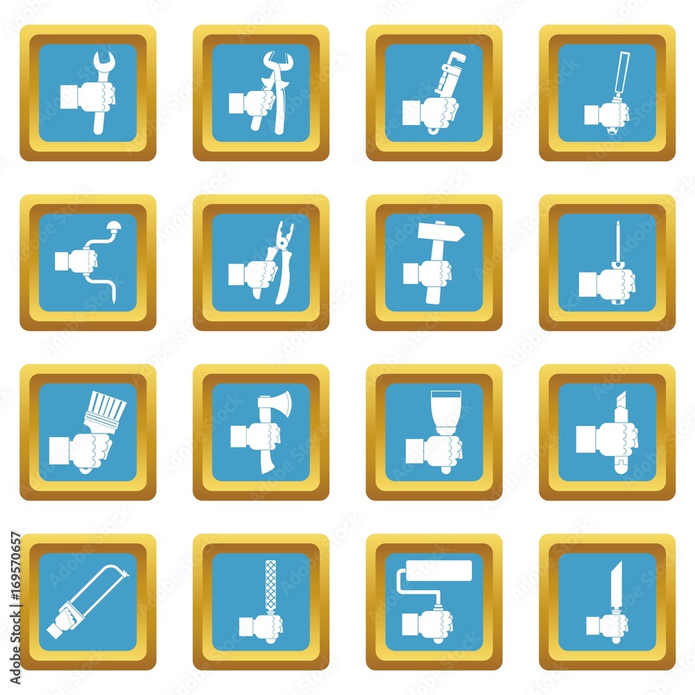 Hand tool icons azure Hand tool icons azure