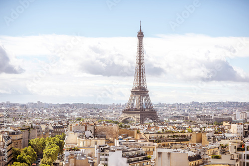 Aerial cityscape view on the Eiffel tower during the sunny day in Paris © rh2010
