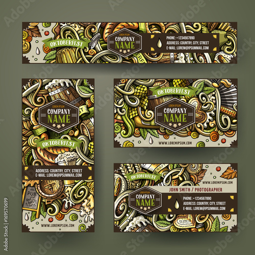 Cartoon colorful vector doodles Beer fest corporate identity set.