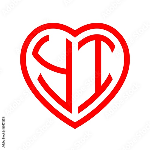 Free Download initial letters logo yi red monogram heart love shape - GFXLoad