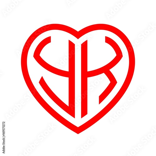 Free Download initial letters logo yk red monogram heart love shape - GFXLoad