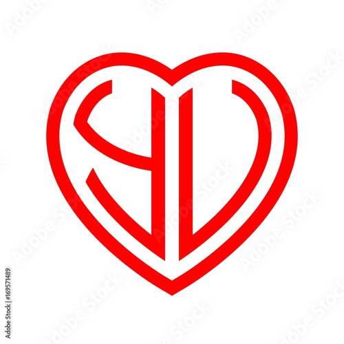 Free Download initial letters logo yu red monogram heart love shape - GFXLoad